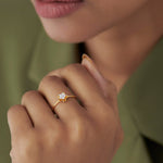 Petite Flower Ring, 14K Gold Vermeil, 1/10 ct Lab Grown Diamond-4