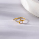 Petite Flower Ring, 14K Gold Vermeil, 1/10 ct Lab Grown Diamond-5