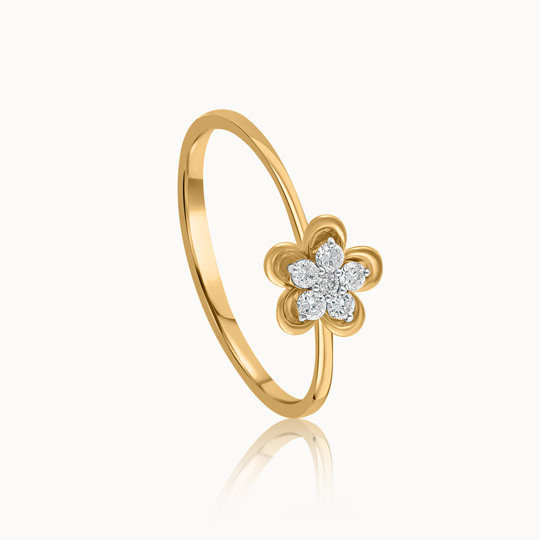 Petite Flower Ring, 14K Gold Vermeil, 1/10 ct Lab Grown Diamond-3