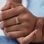 Bold Arrow Band, 14K Solid Gold, 1/8 ct Lab Grown Diamond-4