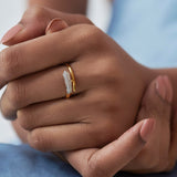 Bold Arrow Band, 14K Solid Gold, 1/8 ct Lab Grown Diamond-4