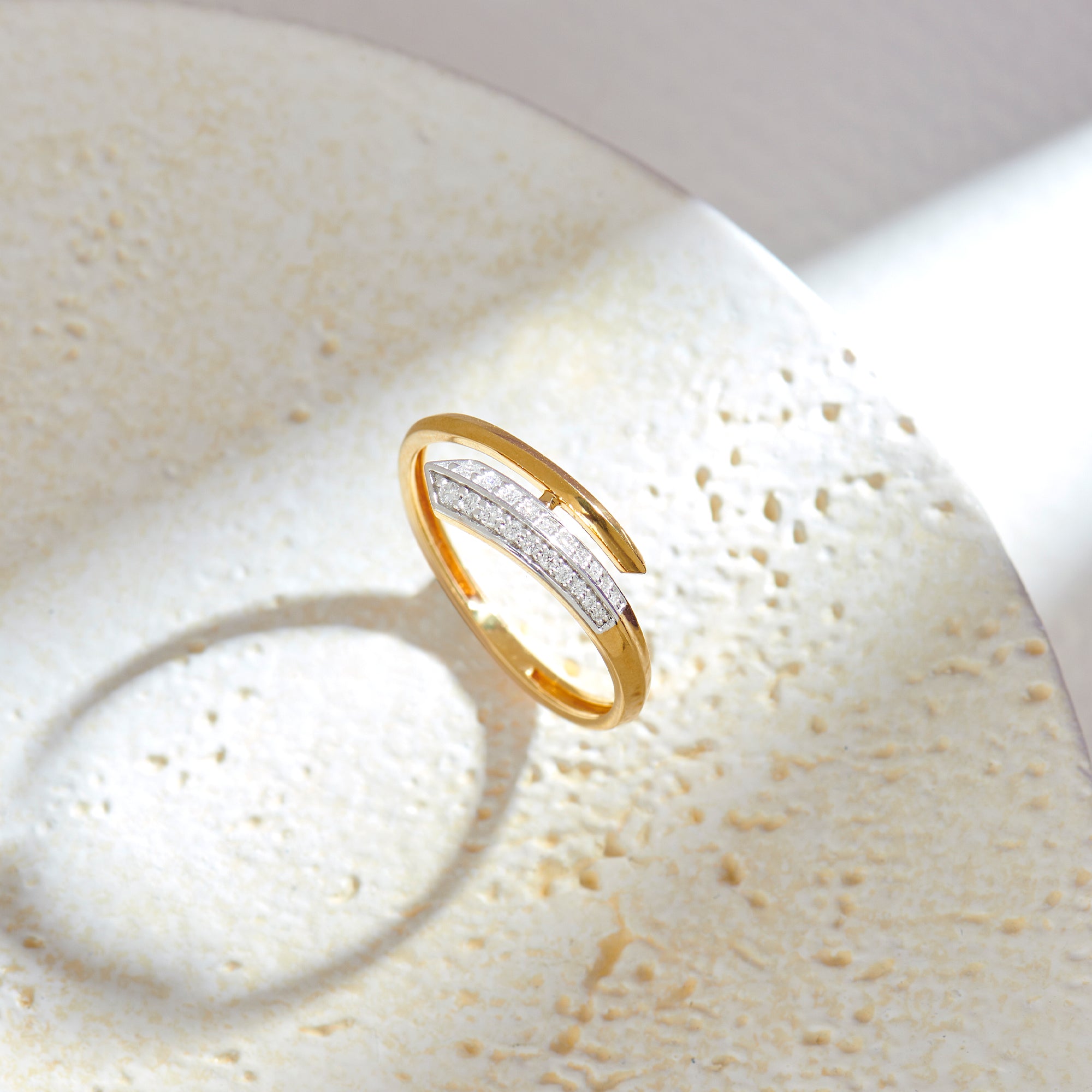 Bold Arrow Band, 14K Gold Vermeil, 1/8 ct Lab Grown Diamond-1
