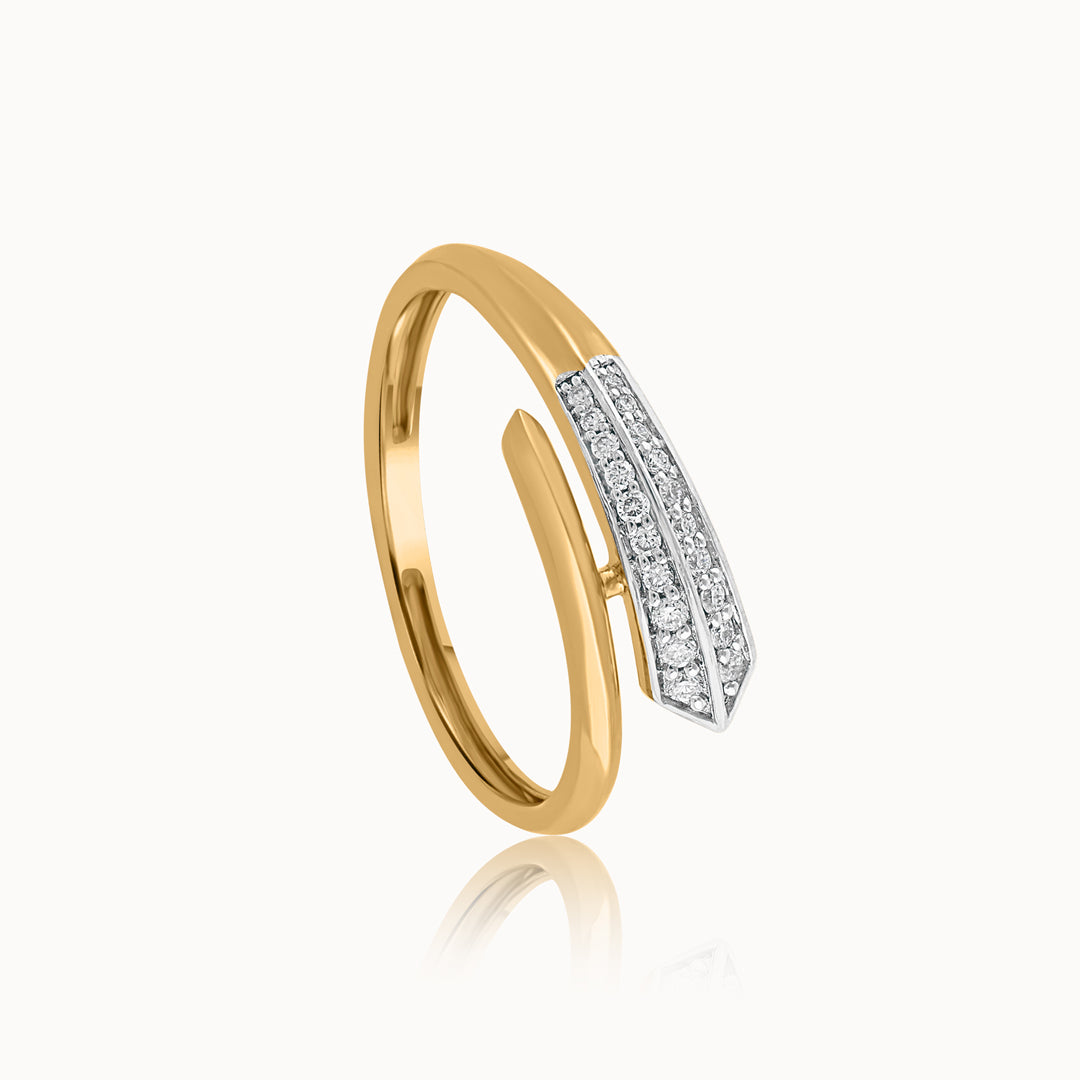 Bold Arrow Band, 14K Solid Gold, 1/8 ct Lab Grown Diamond-3