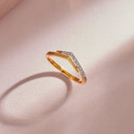 Sleek Chevron Ring, 14K Solid Gold, 1/10 ct Lab Grown Diamond-6