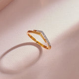 Sleek Chevron Ring, 14K Solid Gold, 1/10 ct Lab Grown Diamond-6