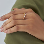 Sleek Chevron Ring, 14K Solid Gold, 1/10 ct Lab Grown Diamond-4