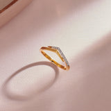 Sleek Chevron Ring, 14K Solid Gold, 1/10 ct Lab Grown Diamond-1