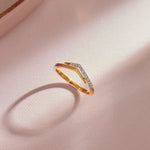 Sleek Chevron Ring, 14K Gold Vermeil, 1/10 ct Lab Grown Diamond-1