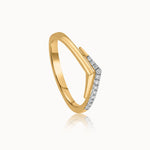 Sleek Chevron Ring, 14K Solid Gold, 1/10 ct Lab Grown Diamond-3
