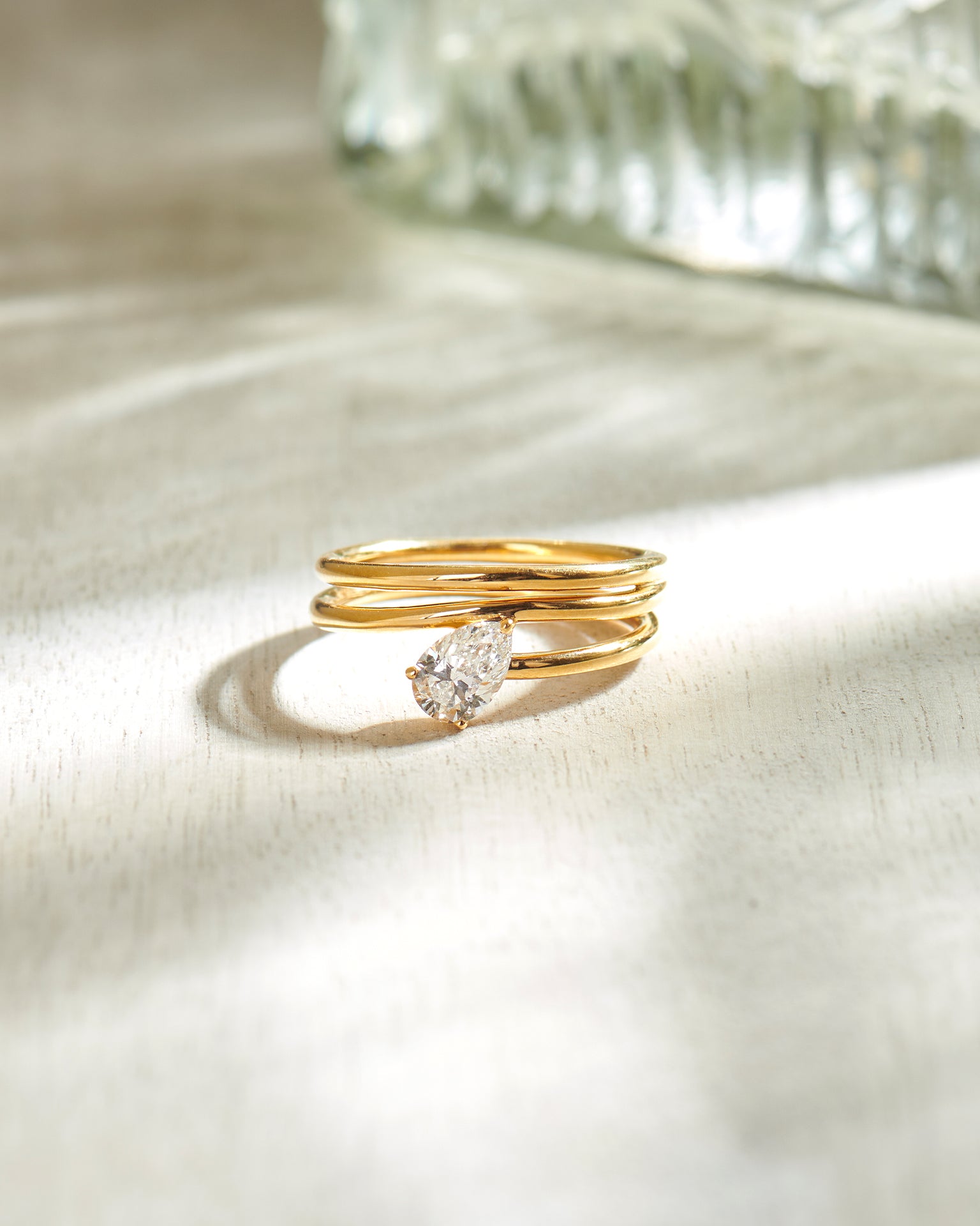 Pear Solitaire Spiral Ring, 14K Gold Vermeil, 1/2 ct Lab Grown Diamond-8