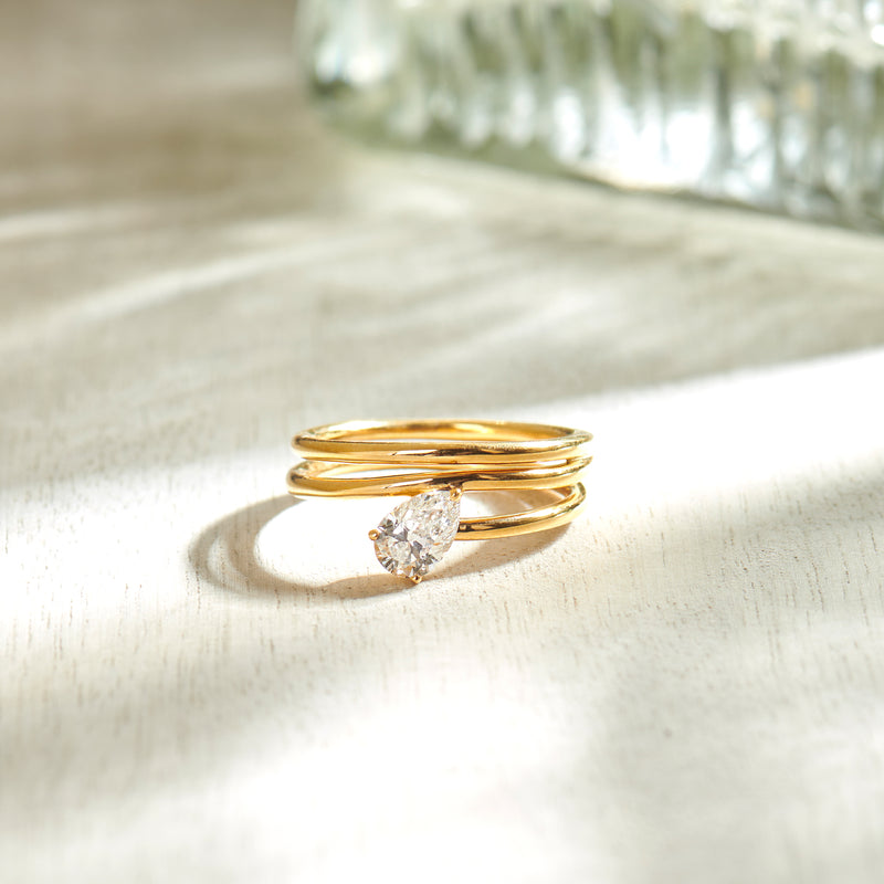 Pear Solitaire Spiral Ring, 14K Gold Vermeil, 1/2 ct Lab Grown Diamond-1