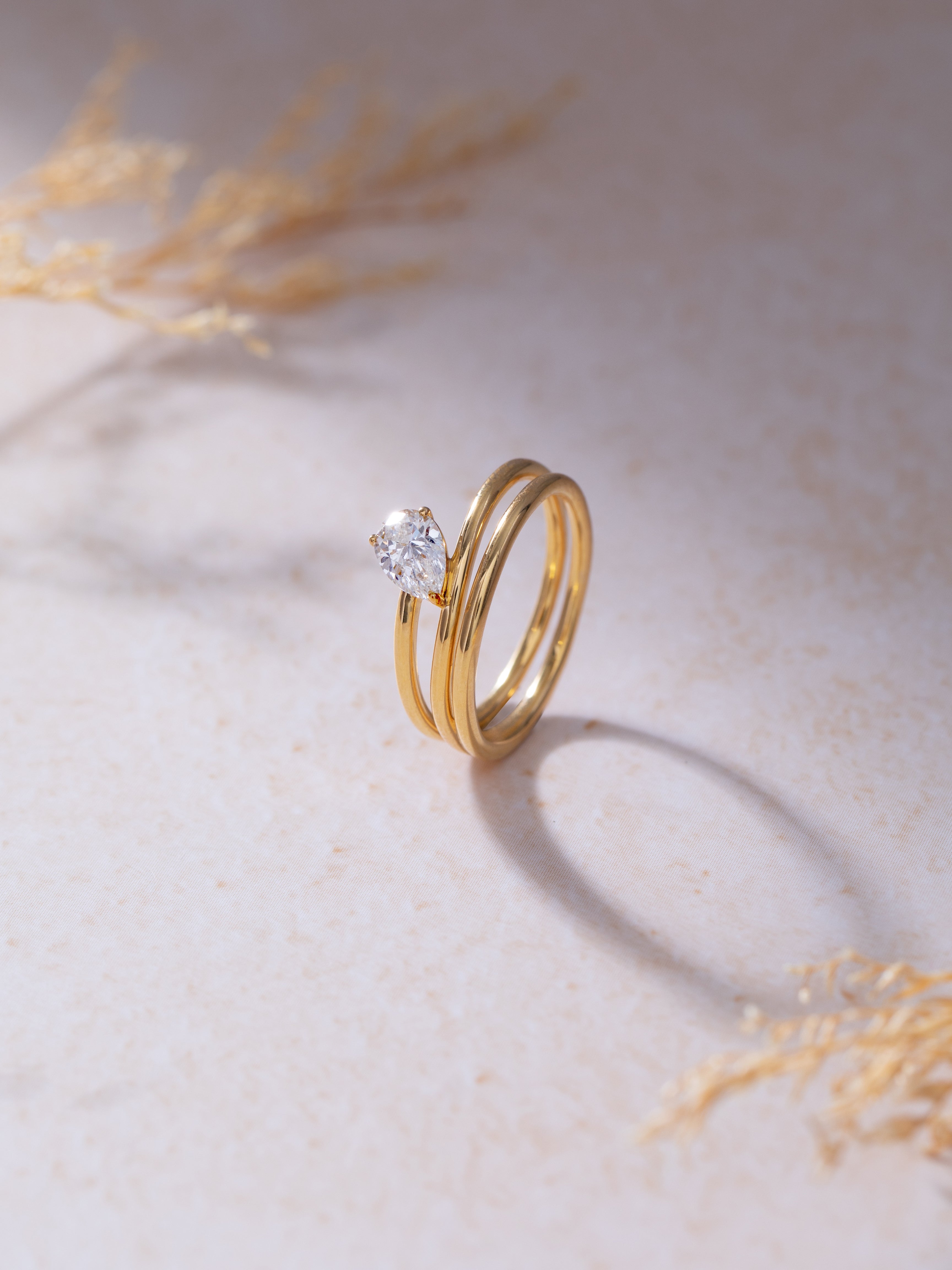 Pear Solitaire Spiral Ring, 14K Gold Vermeil, 1/2 ct Lab Grown Diamond-9