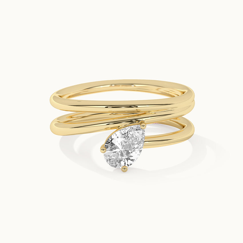 Pear Solitaire Spiral Ring, 14K Gold Vermeil, 1/2 ct Lab Grown Diamond-3