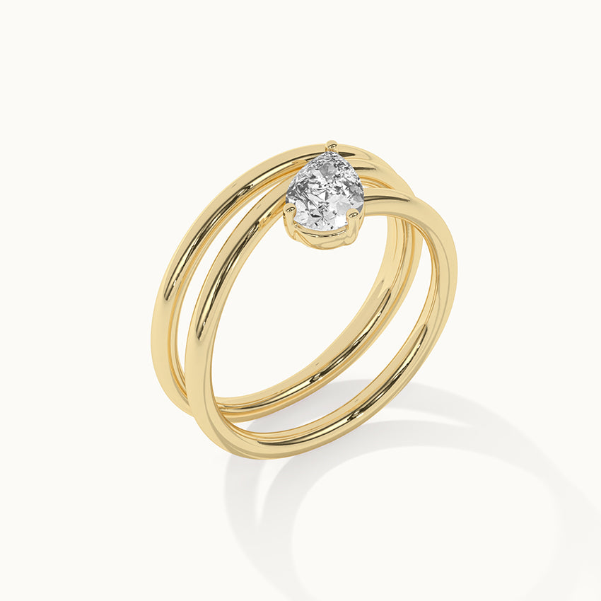 Pear Solitaire Spiral Ring, 14K Gold Vermeil, 1/2 ct Lab Grown Diamond-6