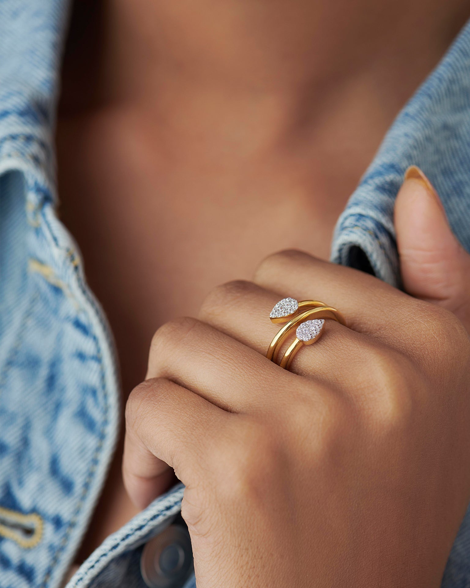 Lustrous Diamond Coil Ring, 14K Solid Gold, 1/4 ct Lab Grown Diamond-2