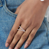 Fashionable V-shape Band, 14K Solid Gold, 1/3 ct Lab Grown Diamond-4