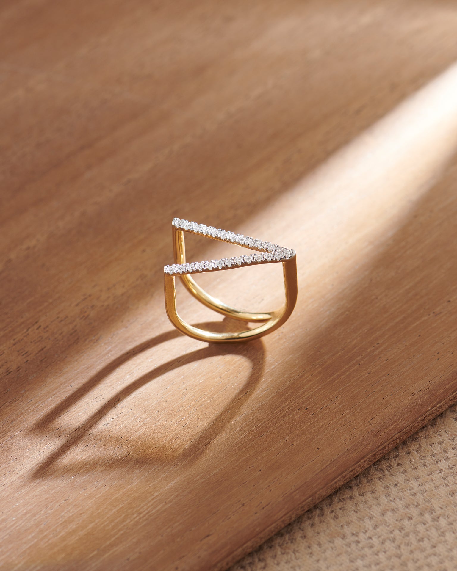 Fashionable V-shape Band, 14K Gold Vermeil, 1/3 ct Lab Grown Diamond-9