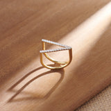 Fashionable V-shape Band, 14K Solid Gold, 1/3 ct Lab Grown Diamond-9