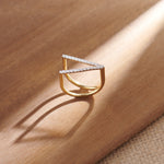 Fashionable V-shape Band, 14K Gold Vermeil, 1/3 ct Lab Grown Diamond-1