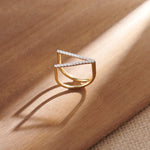 Fashionable V-shape Band, 14K Solid Gold, 1/3 ct Lab Grown Diamond-1