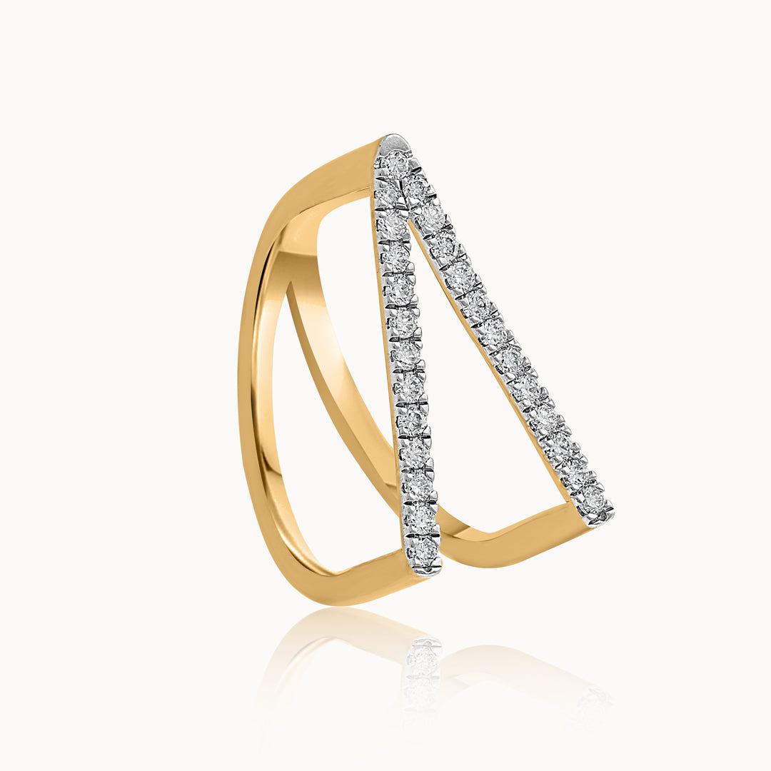 Fashionable V-shape Band, 14K Gold Vermeil, 1/3 ct Lab Grown Diamond-3