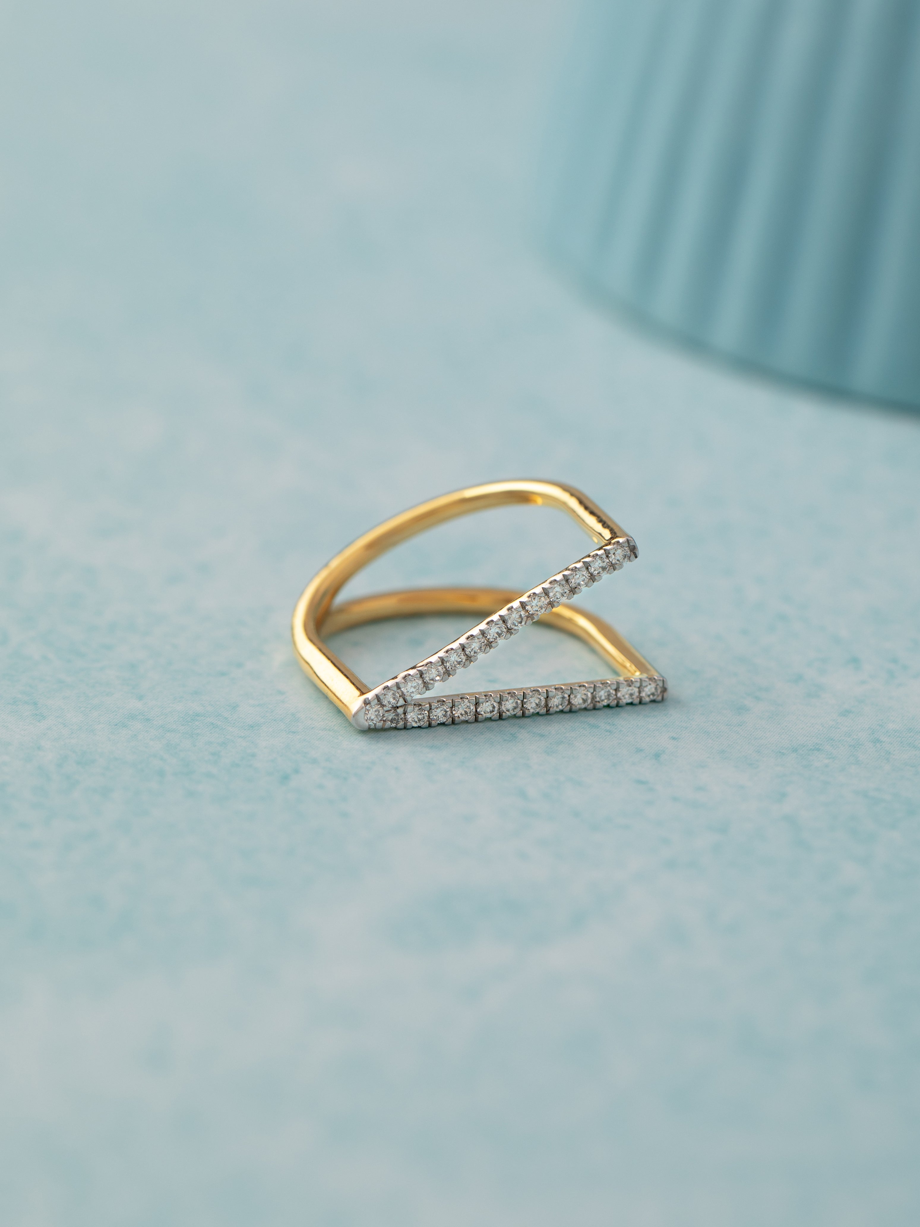 Fashionable V-shape Band, 14K Gold Vermeil, 1/3 ct Lab Grown Diamond-6