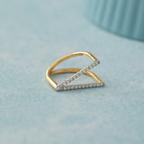 Fashionable V-shape Band, 14K Solid Gold, 1/3 ct Lab Grown Diamond-6