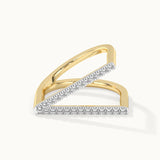 Fashionable V-shape Band, 14K Gold Vermeil, 1/3 ct Lab Grown Diamond-7