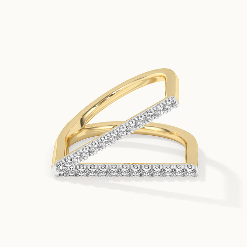 Fashionable V-shape Band, 14K Solid Gold, 1/3 ct Lab Grown Diamond-7