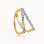 Fashionable V-shape Band, 14K Gold Vermeil, 1/3 ct Lab Grown Diamond-3