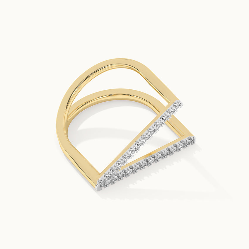 Fashionable V-shape Band, 14K Solid Gold, 1/3 ct Lab Grown Diamond-8
