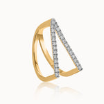 Fashionable V-shape Band, 14K Solid Gold, 1/3 ct Lab Grown Diamond-3