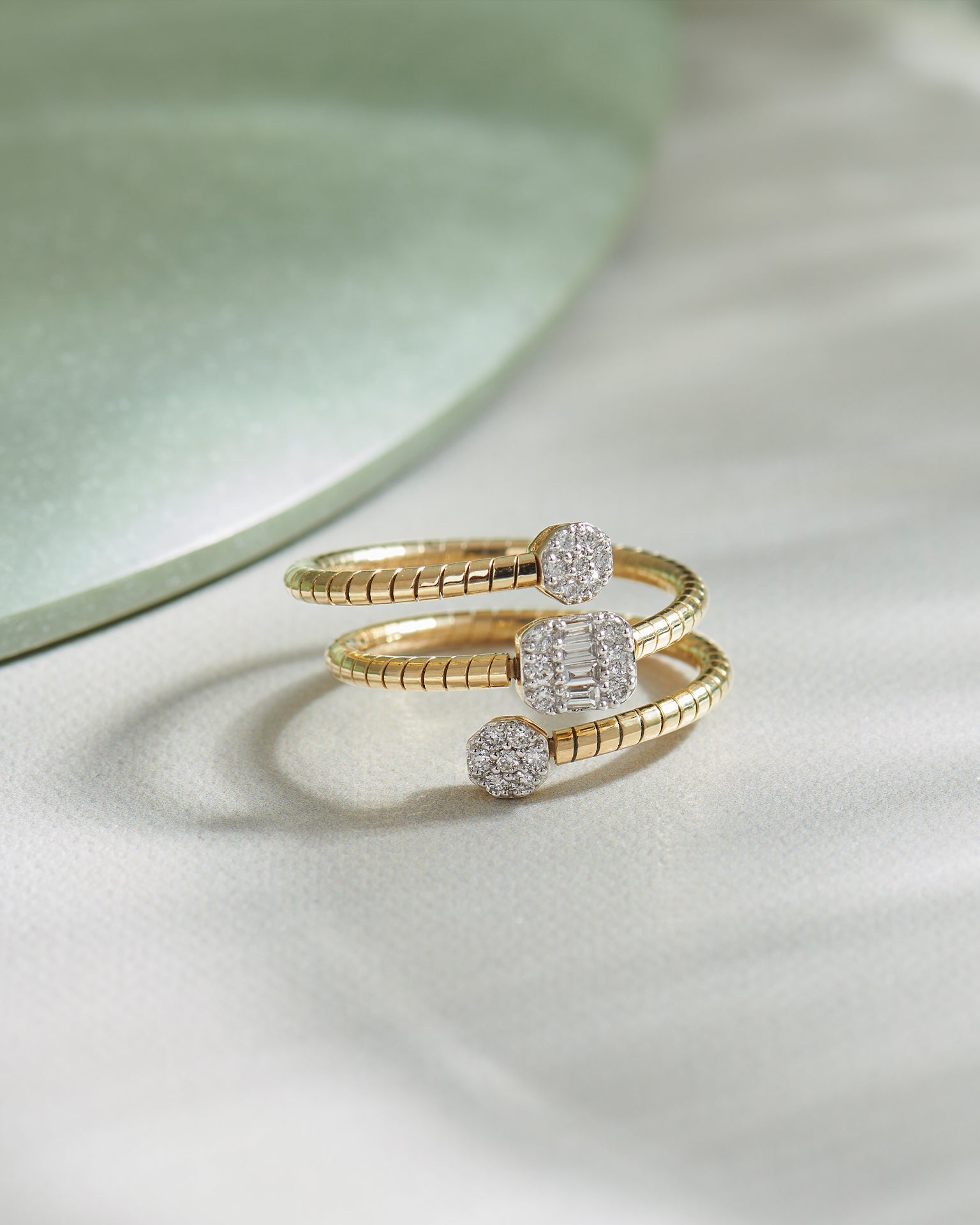Sparkling Diamond Coil RIng, 14K Solid Gold, 1/4 ct Lab Grown Diamond-5