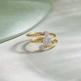 Sparkling Diamond Coil RIng, 14K Solid Gold, 1/4 ct Lab Grown Diamond-1