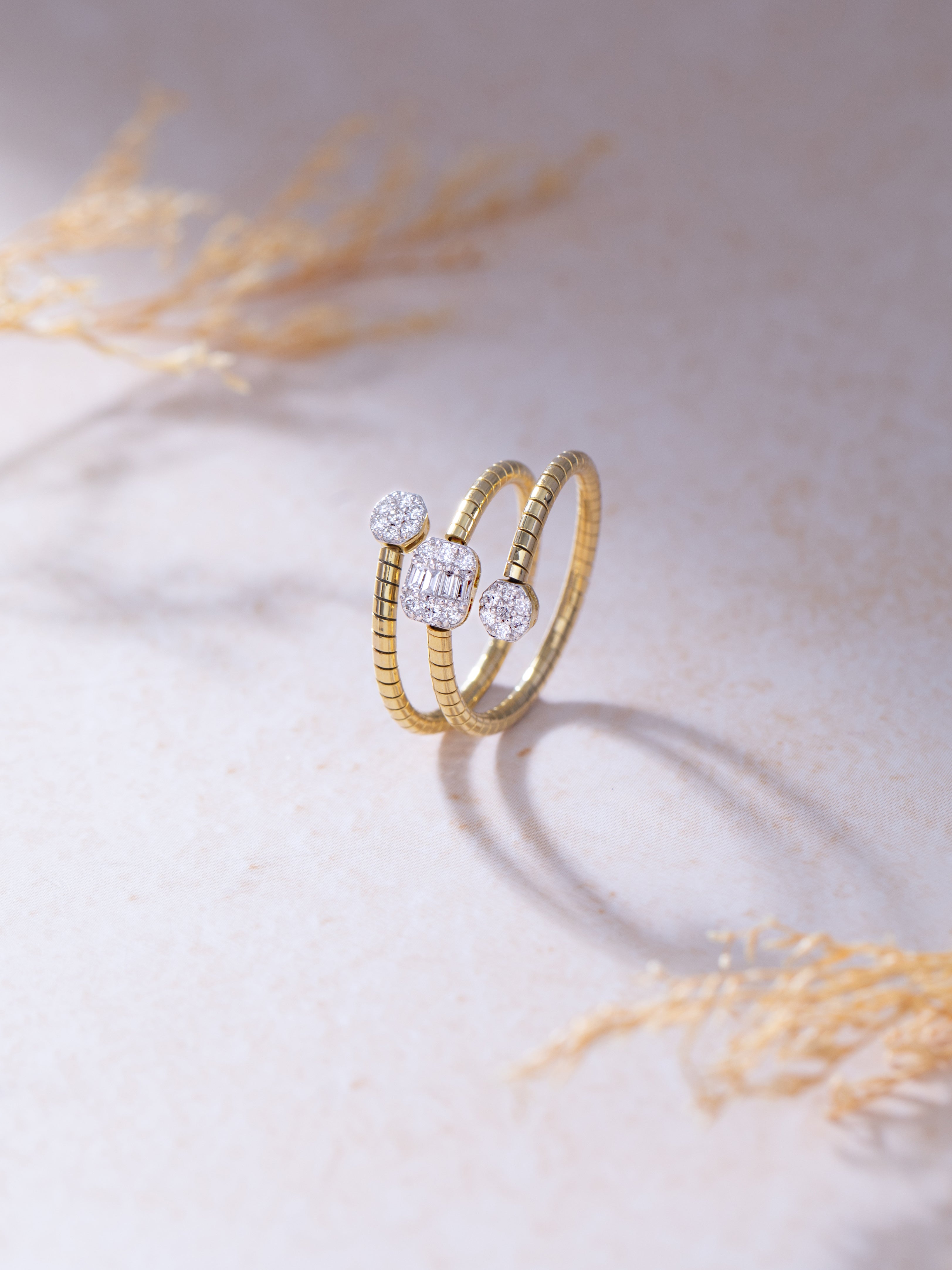 Sparkling Diamond Coil RIng, 14K Solid Gold, 1/4 ct Lab Grown Diamond-4