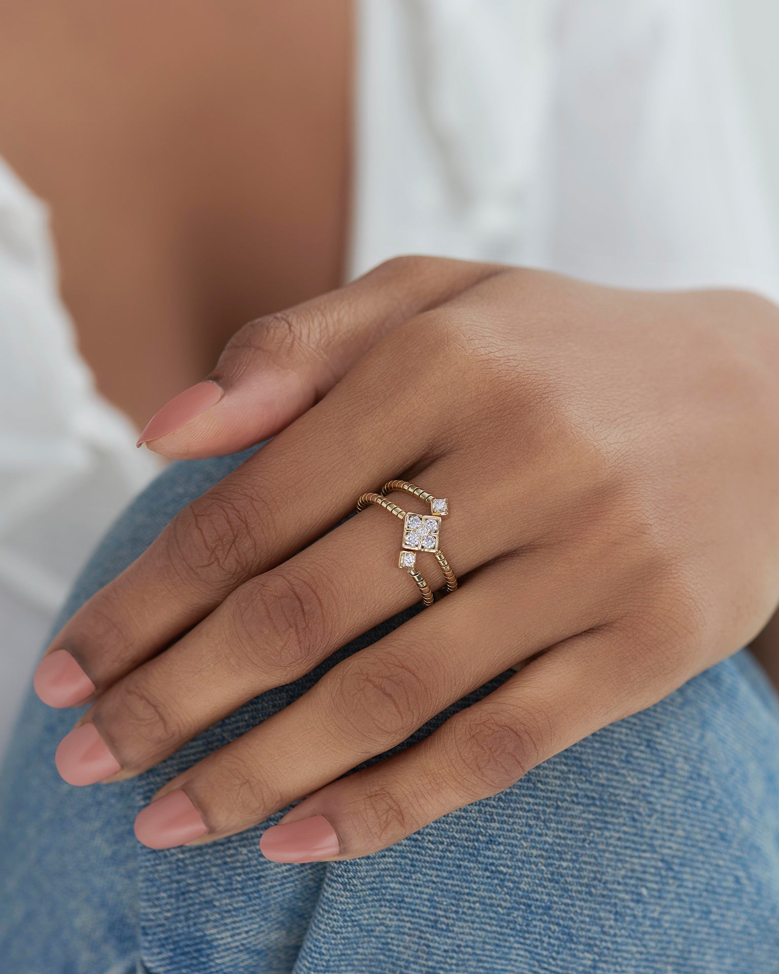 Gleaming Diamond Coil Ring, 14K Solid Gold, 1/4 ct Lab Grown Diamond-5