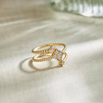 Gleaming Diamond Coil Ring, 14K Gold Vermeil, 1/4 ct Lab Grown Diamond-1