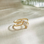 Gleaming Diamond Coil Ring, 14K Solid Gold, 1/4 ct Lab Grown Diamond-1