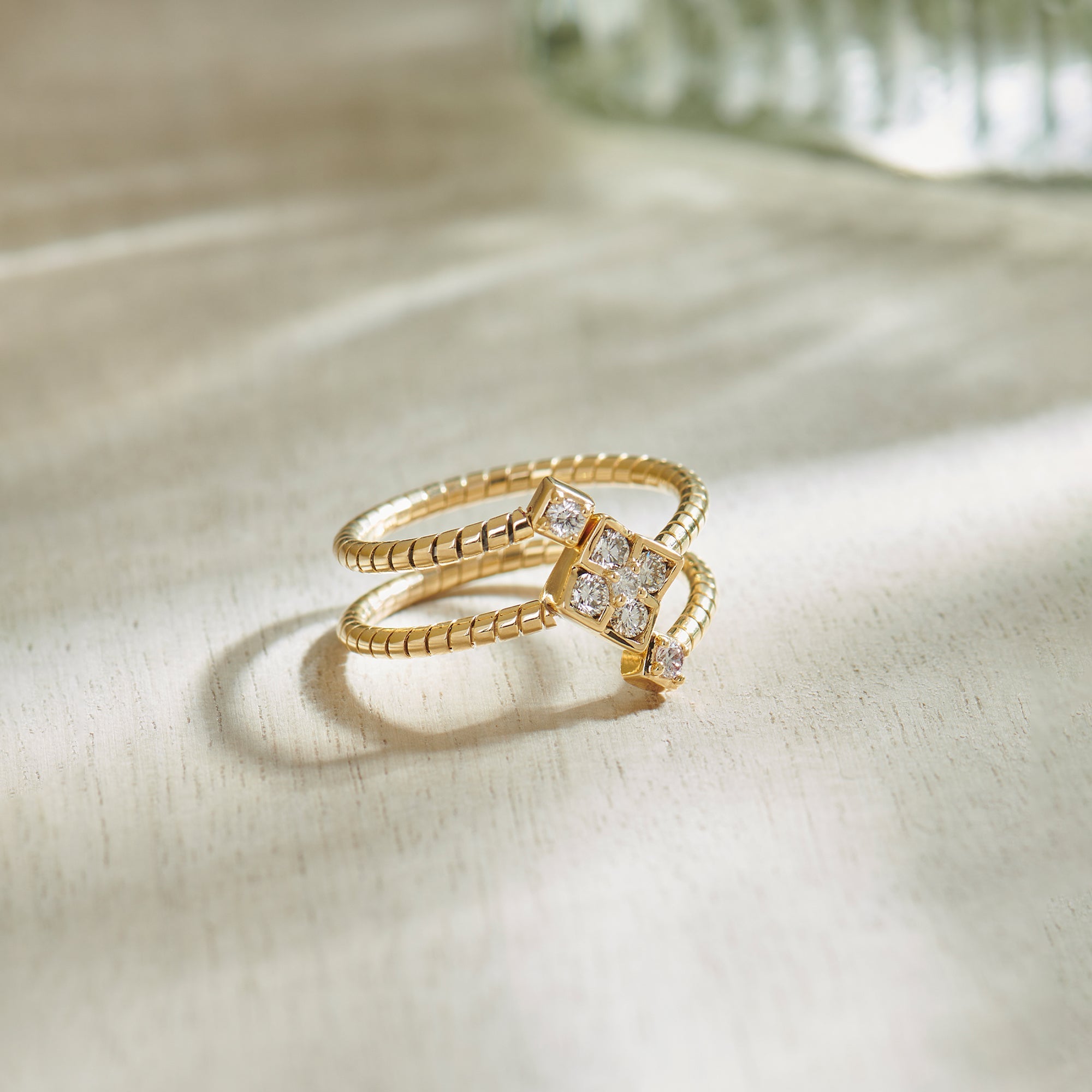 Gleaming Diamond Coil Ring, 14K Solid Gold, 1/4 ct Lab Grown Diamond-1