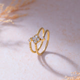 Gleaming Diamond Coil Ring, 14K Solid Gold, 1/4 ct Lab Grown Diamond-8