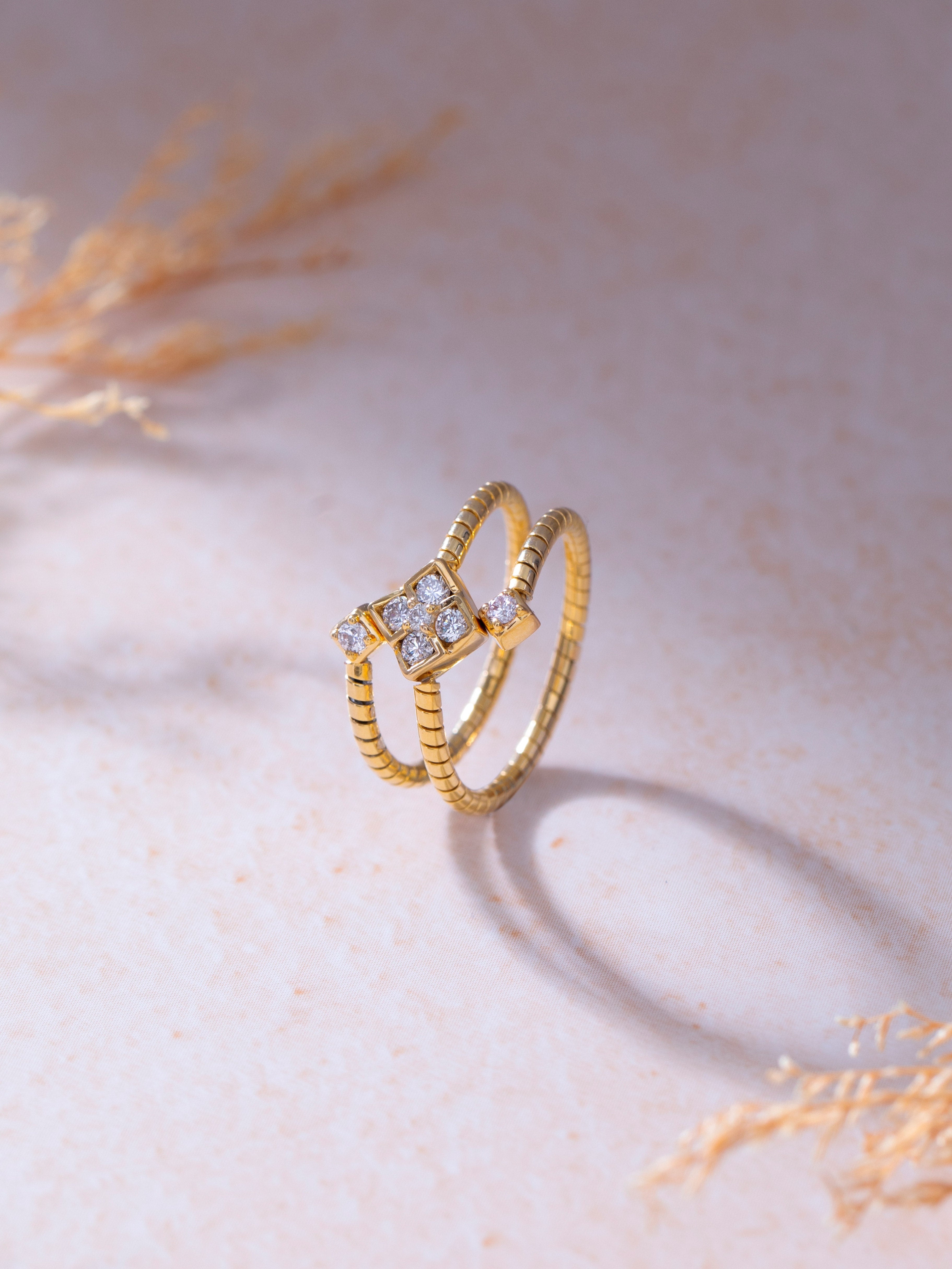 Gleaming Diamond Coil Ring, 14K Solid Gold, 1/4 ct Lab Grown Diamond-8