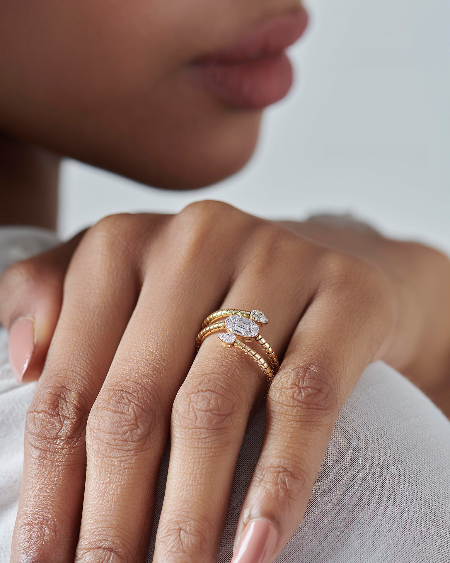 Dewdrop Diamond Coil Ring, 14K Gold Vermeil, 1/4 ct Lab Grown Diamond-4