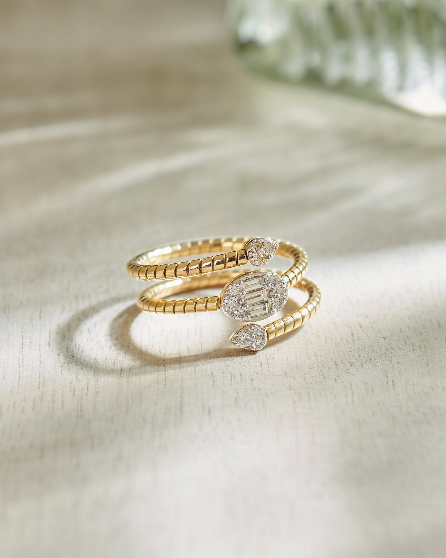 Dewdrop Diamond Coil Ring, 14K Gold Vermeil, 1/4 ct Lab Grown Diamond-8