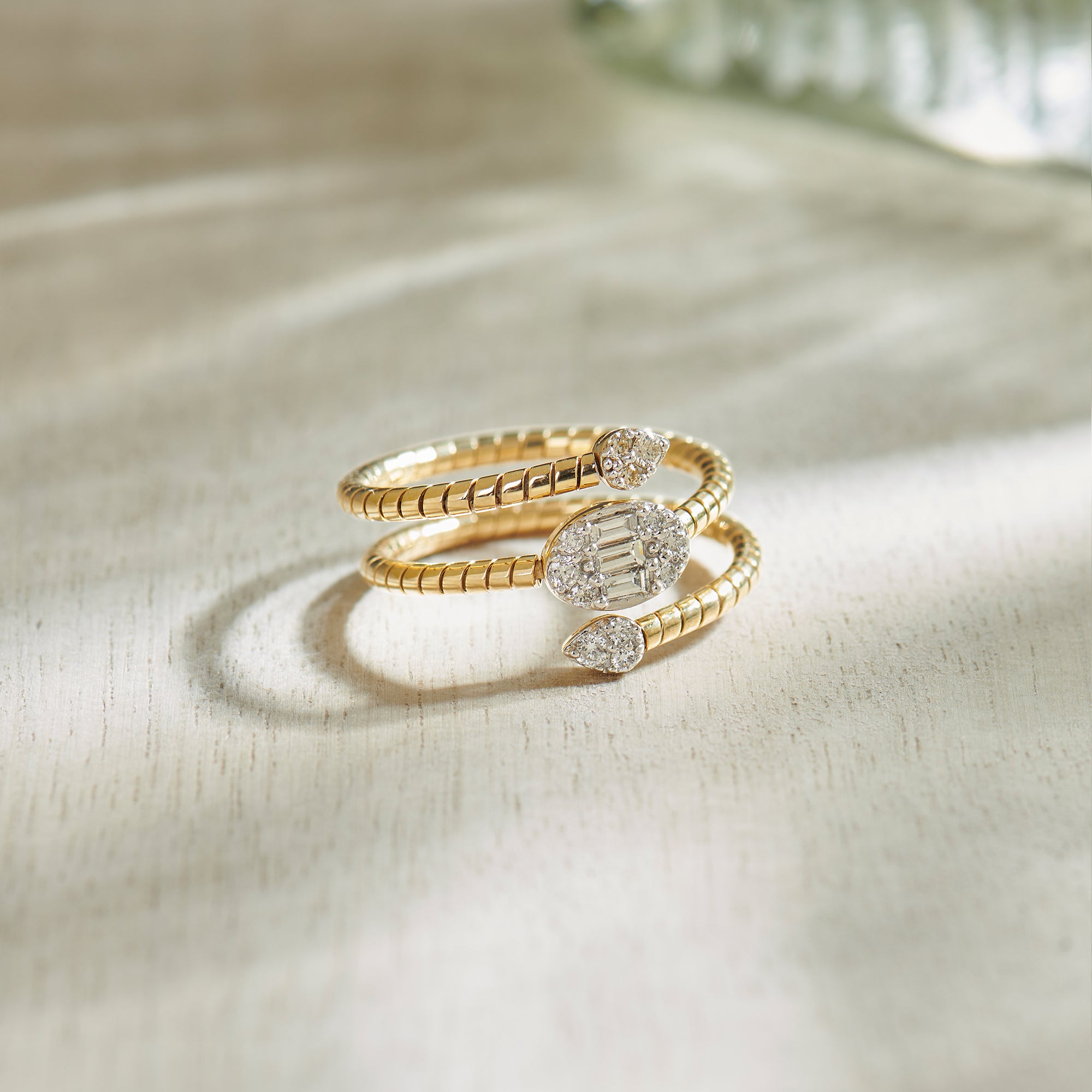 Dewdrop Diamond Coil Ring, 14K Gold Vermeil, 1/4 ct Lab Grown Diamond-1
