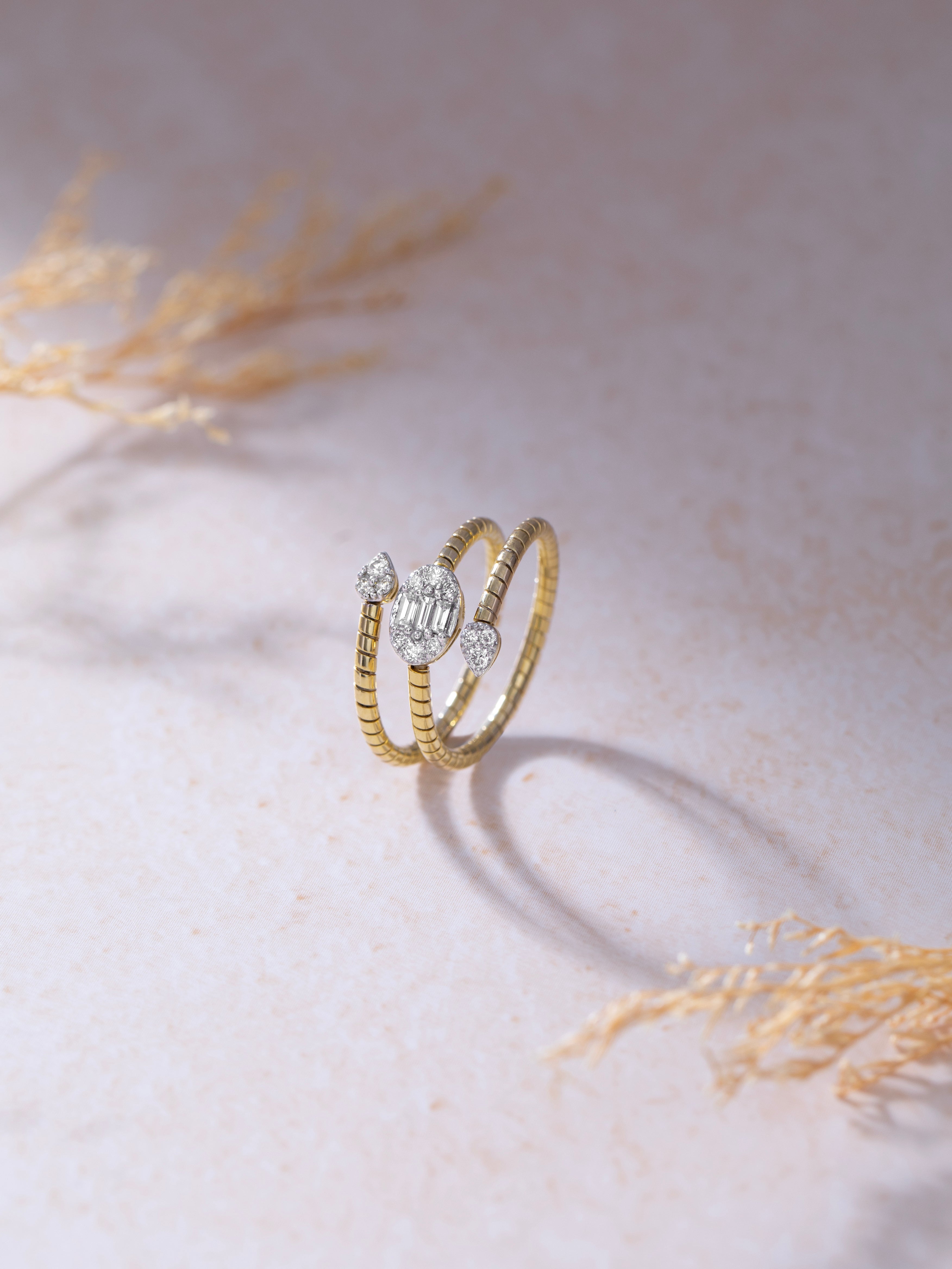 Dewdrop Diamond Coil Ring, 14K Gold Vermeil, 1/4 ct Lab Grown Diamond-7