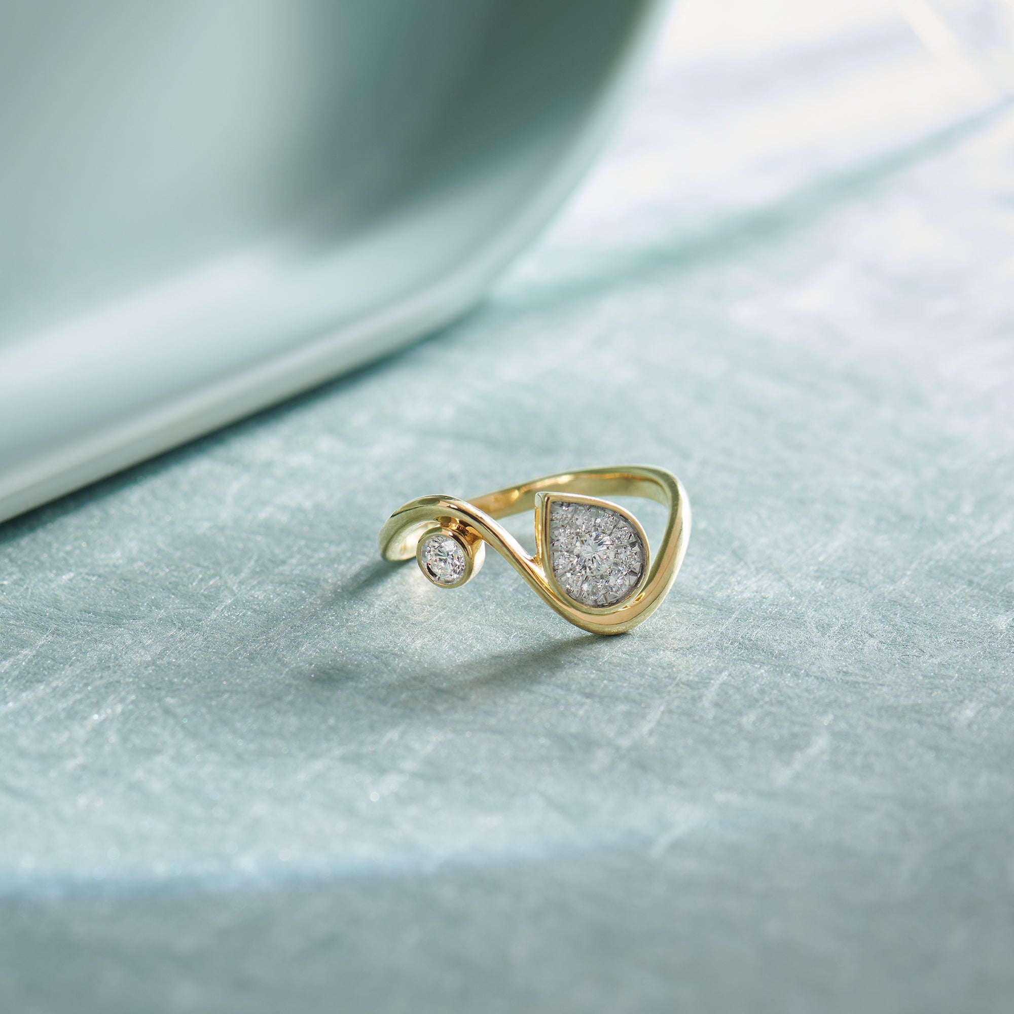 Diamond Swirl Ring, 14K Solid Gold, 1/3 ct Lab Grown Diamond-1