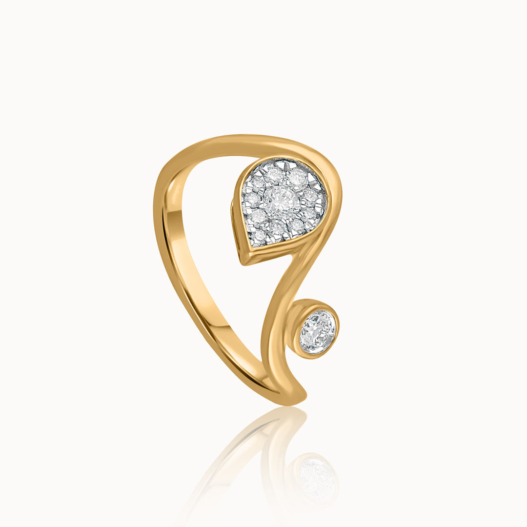Diamond Swirl Ring, 14K Solid Gold, 1/3 ct Lab Grown Diamond-3