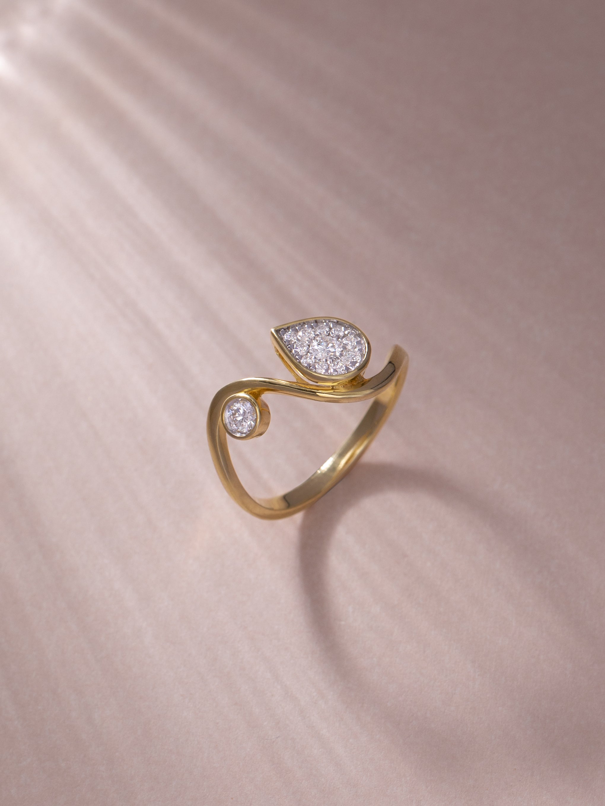 Diamond Swirl Ring, 14K Solid Gold, 1/3 ct Lab Grown Diamond-5