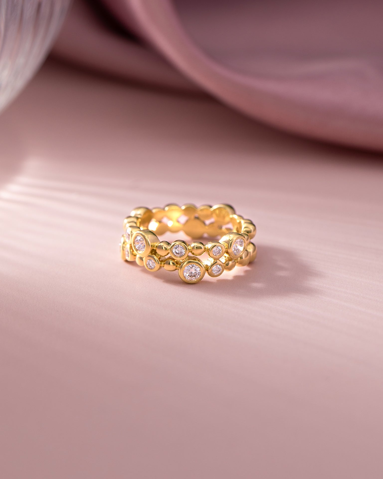 Bubbles Diamond Ring, 14K Gold Vermeil, 1/2 ct Lab Grown Diamond-7