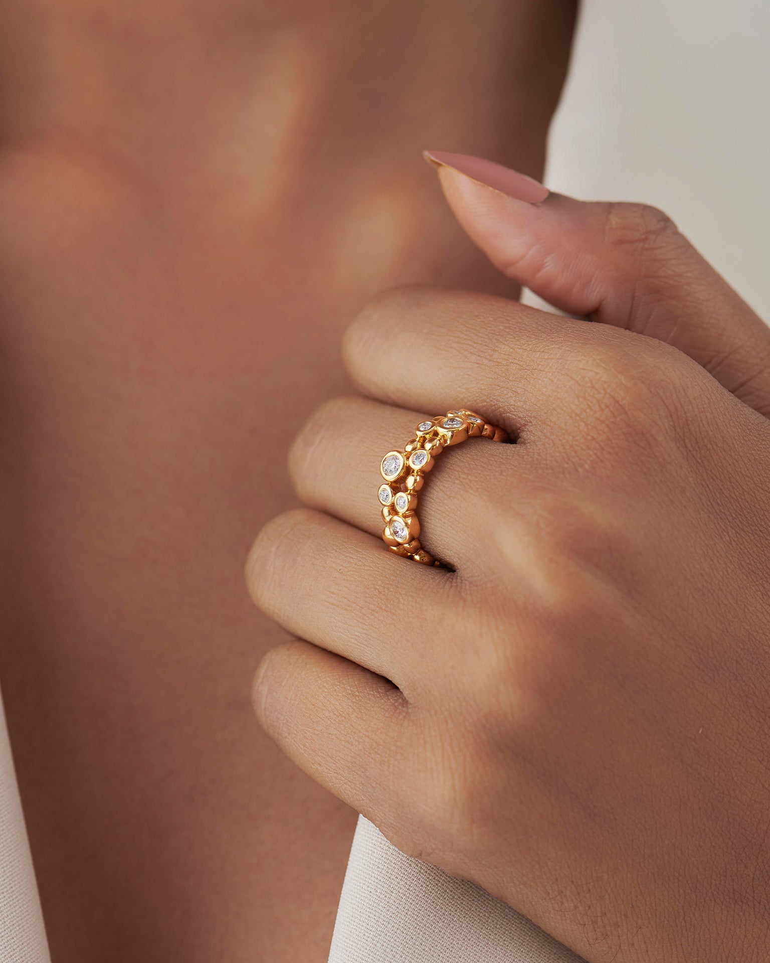 Bubbles Diamond Ring, 14K Gold Vermeil, 1/2 ct Lab Grown Diamond-5